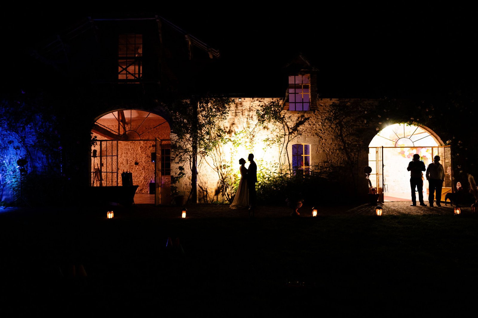 Reception hall exterior view at evening